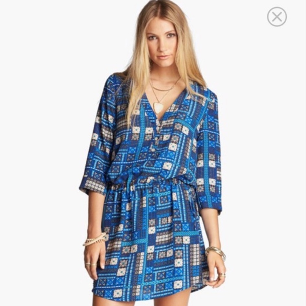 Rbl Drawstring Patchwork Drawstring Shirt Dress S… - image 1